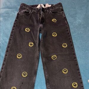 H&M Kids Black Jeans with Yellow Smiley Faces